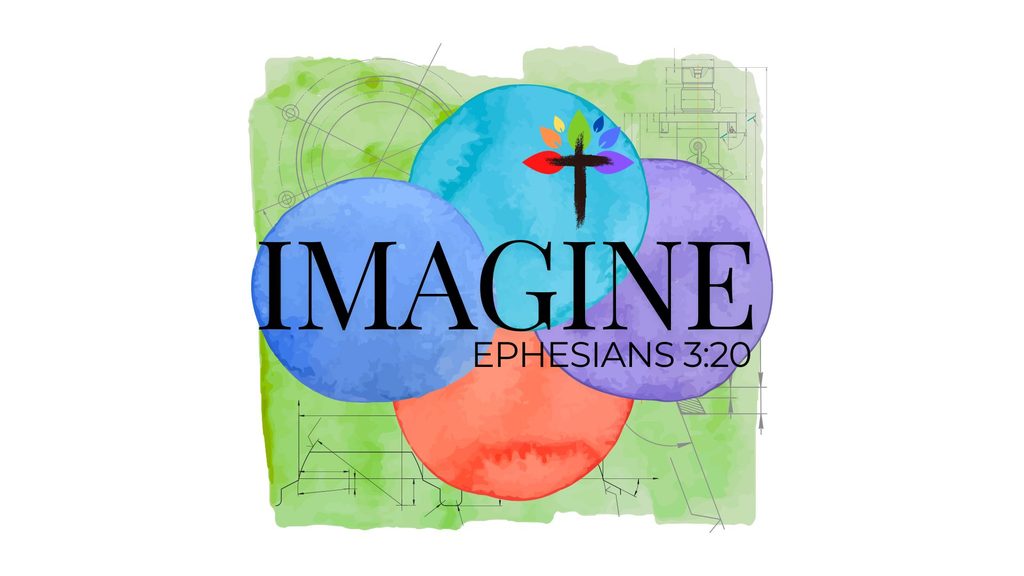 Imagine Vision Campaign Logo - overlapping circles symbolize connection, a green background symbolizes our spot on the city square 