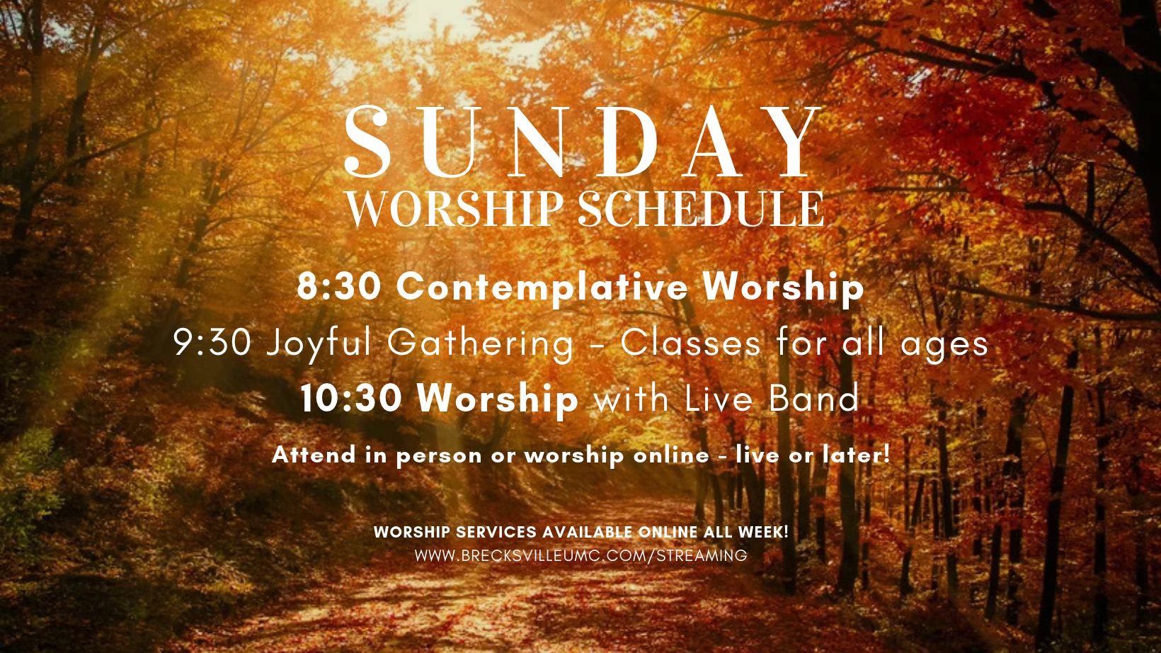 fall worship schedule